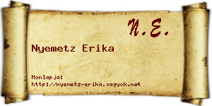 Nyemetz Erika névjegykártya